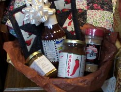 An Aye Yie Yie Hot Sampler basket with Vermont Hot Sauces and Shakers!
